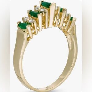EFFY™ Collection Marquise Emerald & 1/5 CT. Diamond Five Stone Ring in 14K Gold